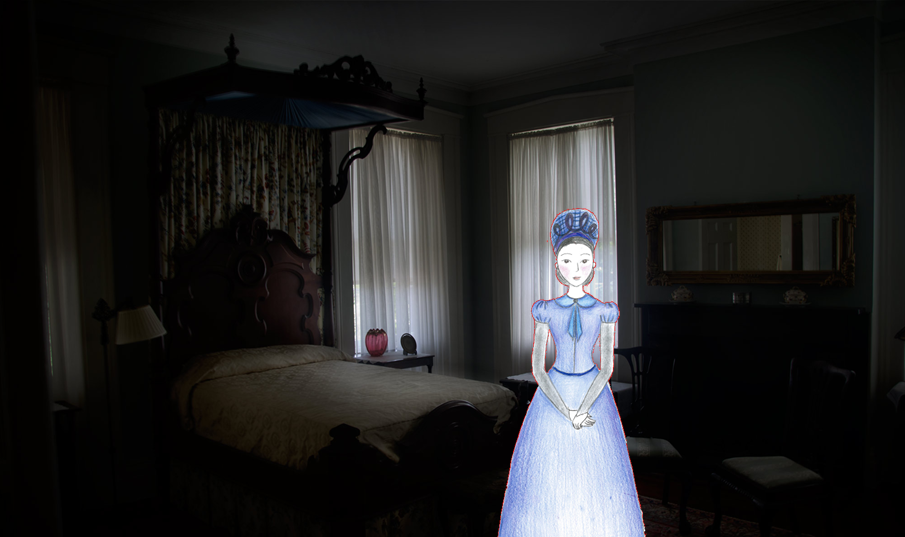 Dark bedroom with jane