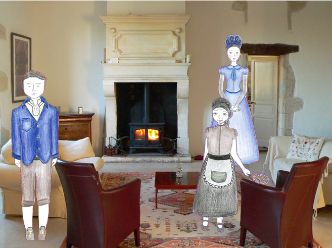 sitting room with mrs fairfax, rochester, jane
